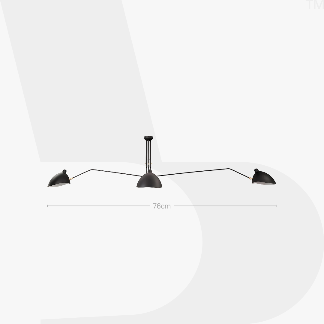 Serge Mouille Ceiling Lamp (3-Arm)